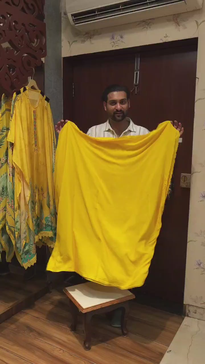 Yellow Muslin Suit- Handwork with Comfortable Fit