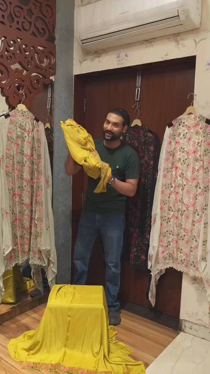 Glass Organza Threadwork Suit