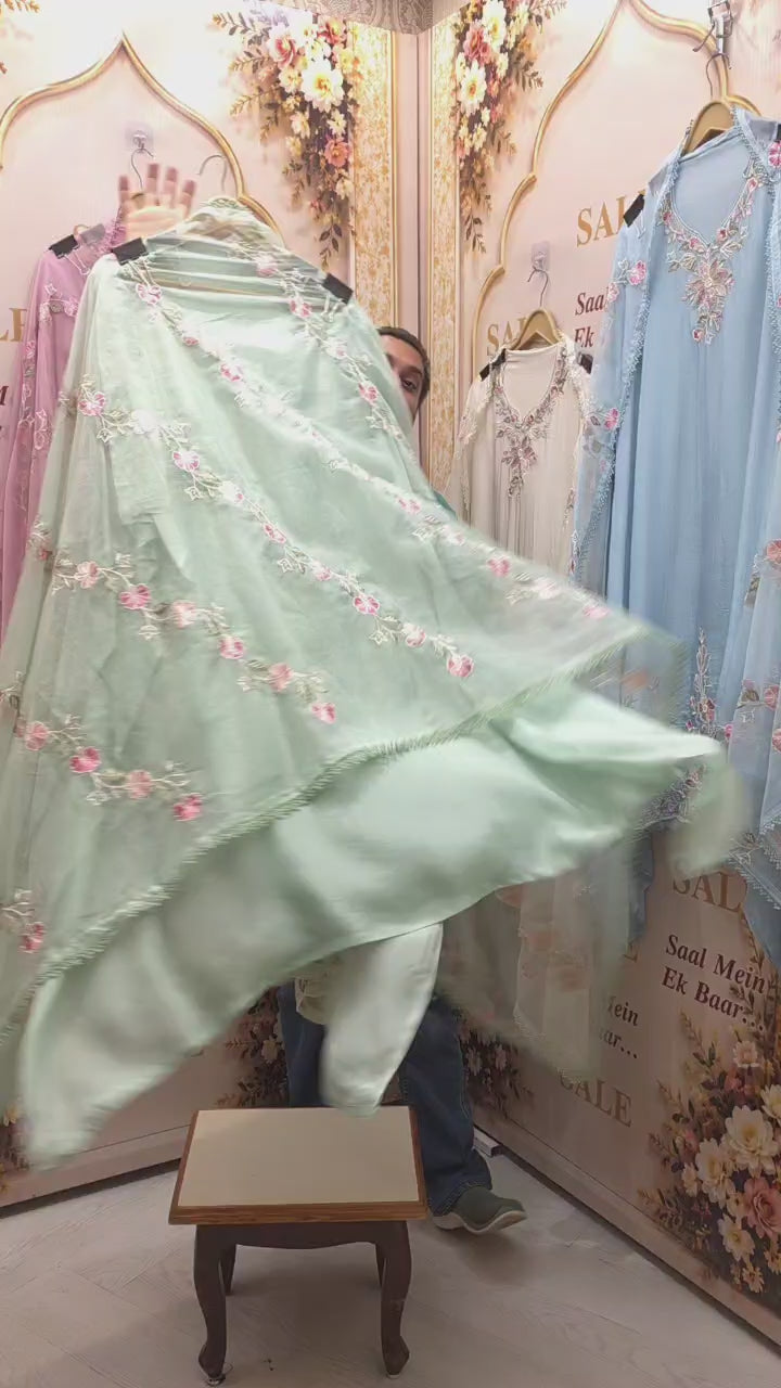 Crepe Silk Thread Embroidered Suit