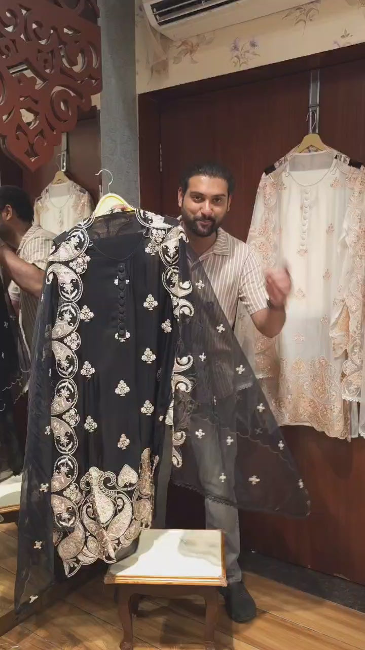 Resham Detailed Organza Statement Suit