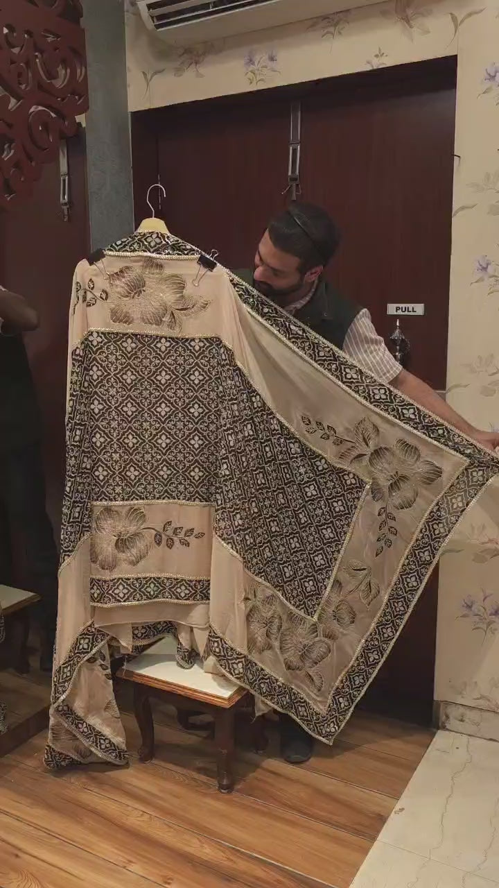 Hand-Painted Pure Organza Suit with Heavy Embroidered Dupatta