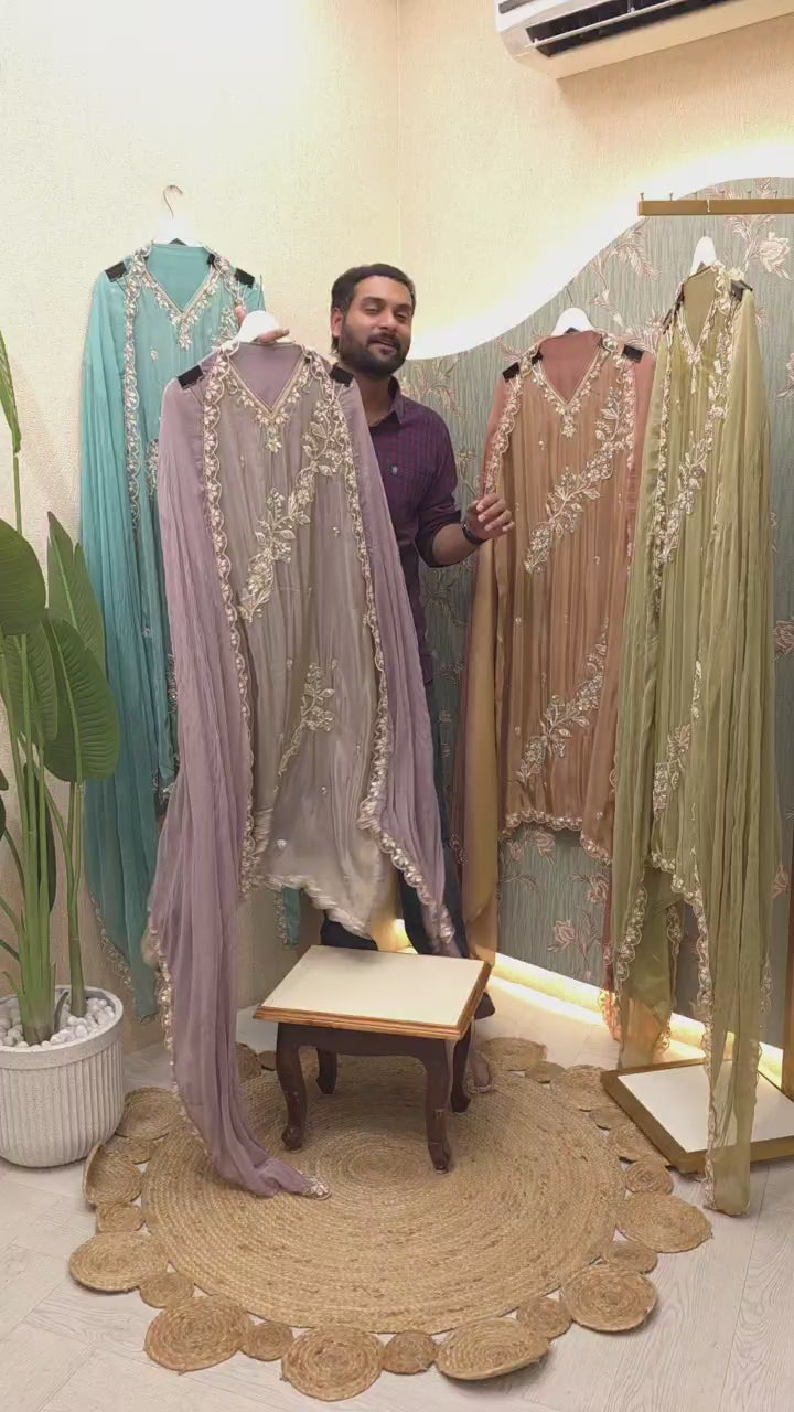 Designer Soft Tissue Embroidered Suit