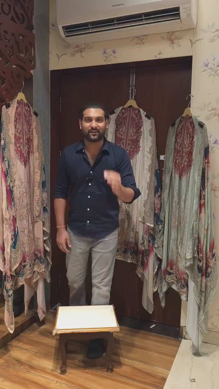 Crepe Suit with Embroidery & Digital Print