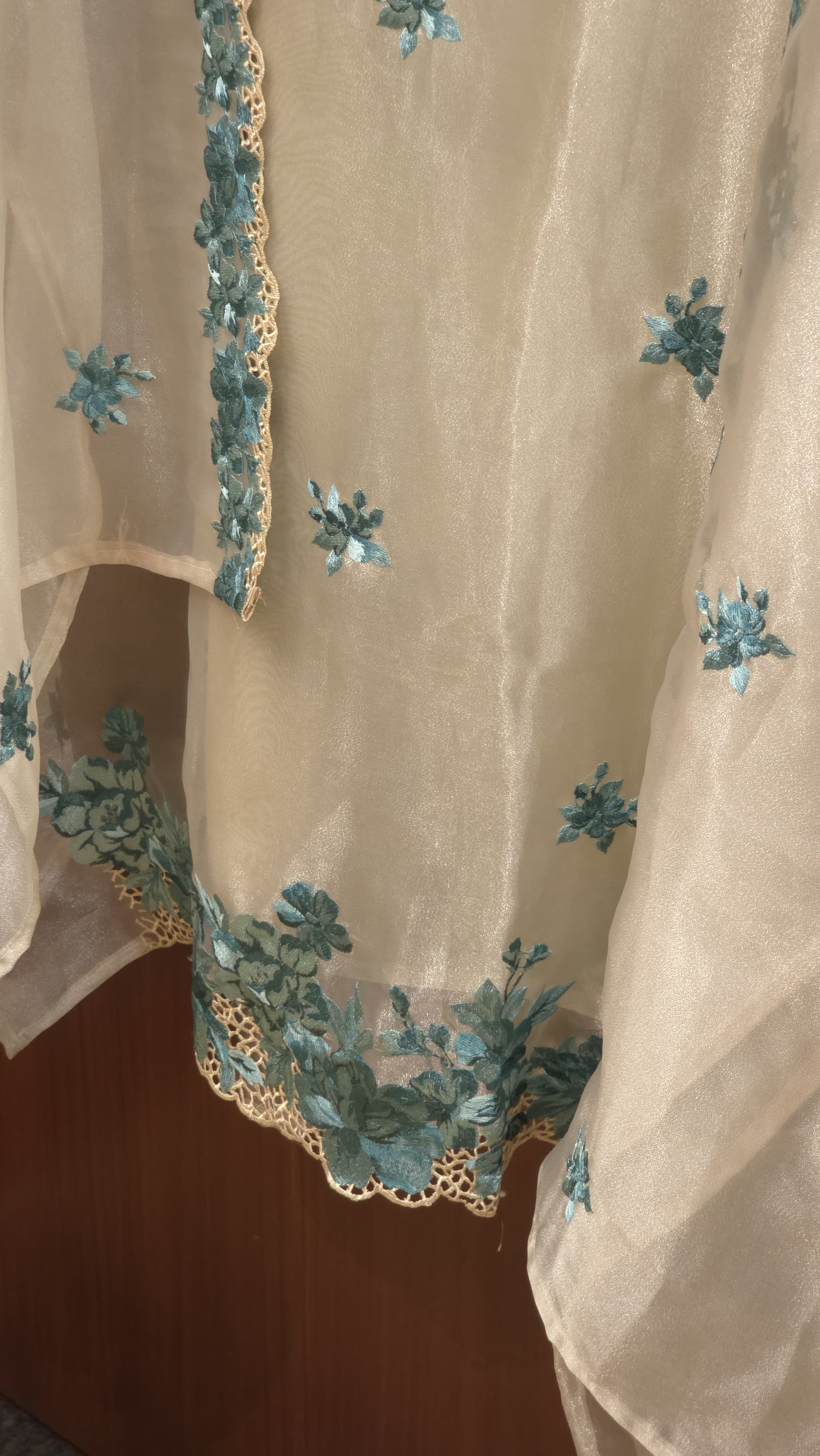 Premium Glass Tissue Suit with Parsi Work